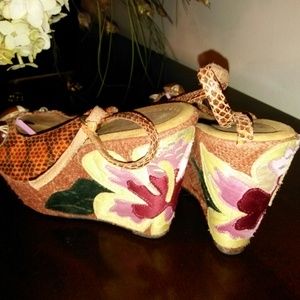 Colorful real leather shoes, size 8.5